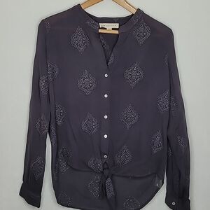 Lovestitch Embroidered Button Down Blouse Size Small